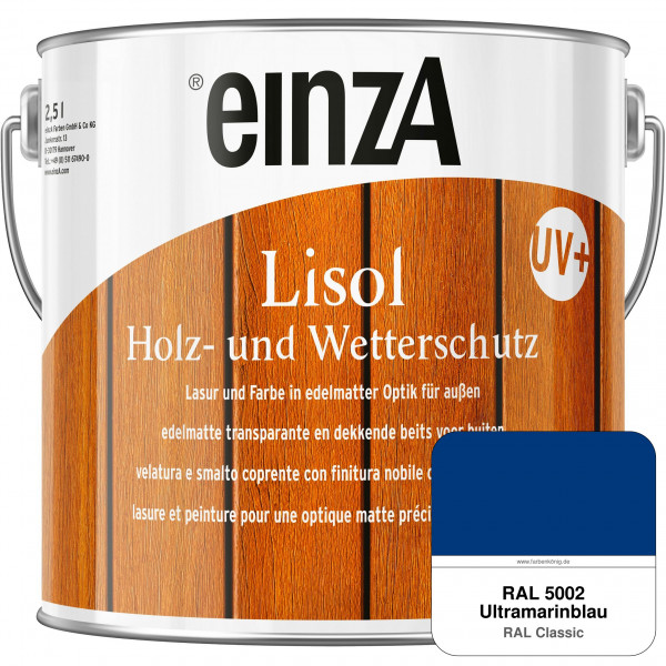 einzA Lisol Holz- und Wetterschutz Lasur und Farbe (RAL 5002 Ultramarinblau)