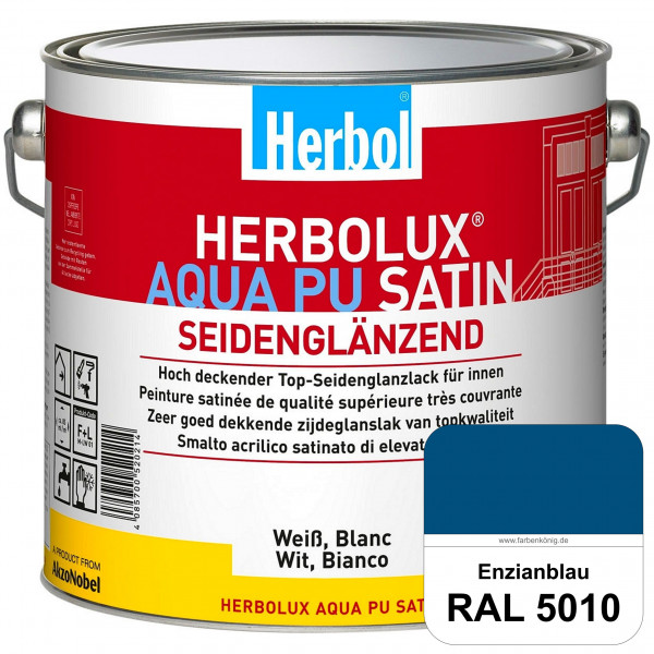 Herbolux Aqua PU Satin (RAL 5010 Enzianblau) Wasserverdünnbarer Top-PU-Seidenglanzlack (Innen)