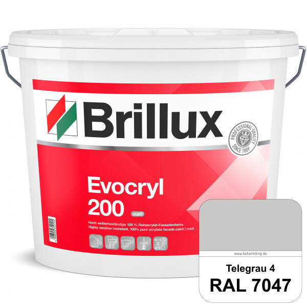 Evocryl 200 (RAL 7047 Telegrau 4) Verschmutzungsunempfindliche 100% Reinacrylat Fassadenfarbe