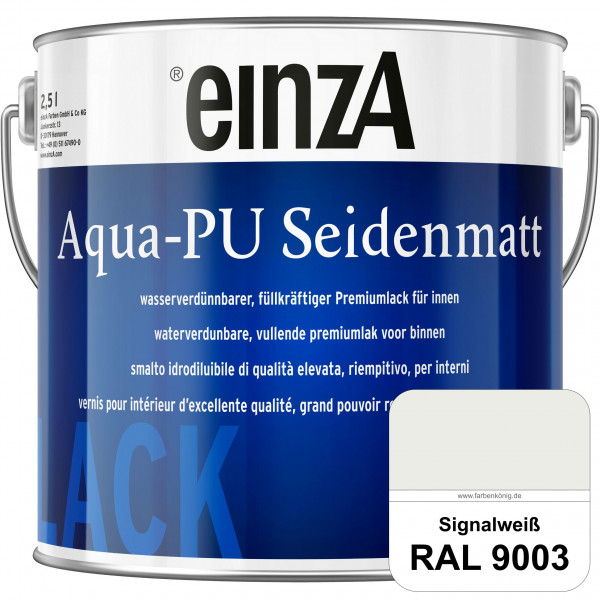einzA Aqua-PU seidenmatt (RAL 9003 Signalweiß) wasserverdünnbarer Premiumlack für innen