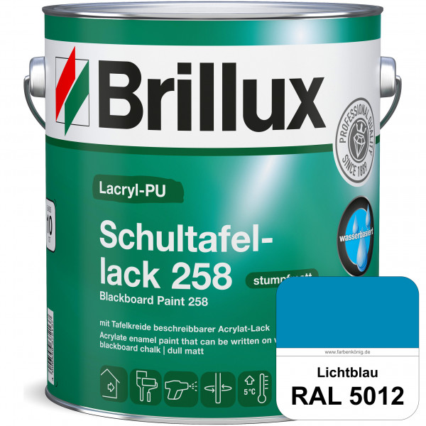 Lacryl-PU Schultafellack 258 (RAL 5012 Lichtblau) wasserbasierter und matter Schultafellack (innen)