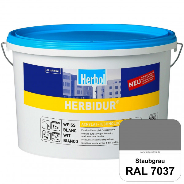 Herbidur (RAL 7037 Staubgrau) Reinacrylat-Fassadenfarbe mit Langzeitwetterschutz