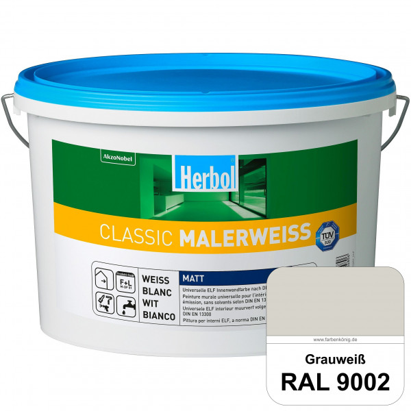 Classic Malerweiss (RAL 9002 Grauweiß) Universell wirtschaftliche & matte Wandfarbe