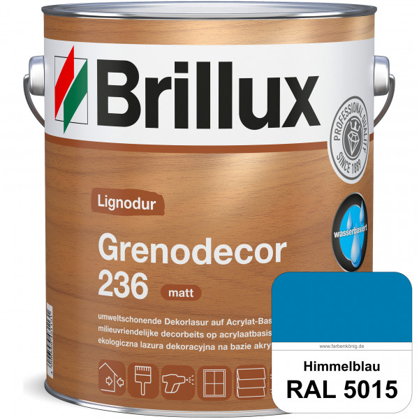 Grenodecor 236 (RAL 5015 Himmelblau) Umwelt- und gesundheitsschonende, diffusionsfähige Dekorlasur m