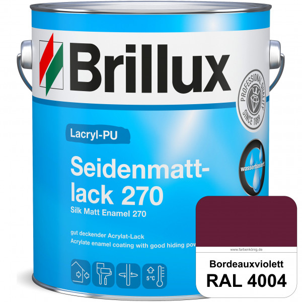 Lacryl-PU Seidenmattlack 270 (RAL 4004 Bordeauxviolett) PU-verstärkt (wasserbasiert) für außen und i