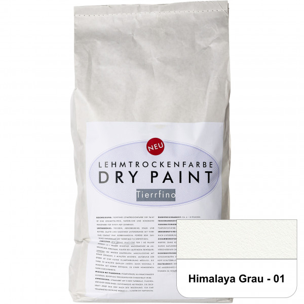 DRY-PAINT Lehmtrockenfarbe - Himalaya Grau - 01