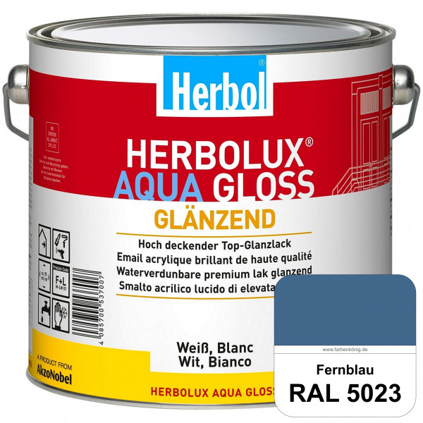 Herbolux Aqua Gloss (RAL 5023 Fernblau) Wasserverdünnbarer Top-Glanzlack (Innen)