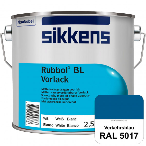 Rubbol BL Vorlack (RAL 5017 Verkehrsblau) Wasserbasierter, matter & umweltschonender Vorlack (innen)