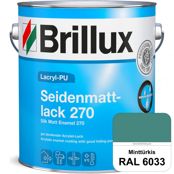 Lacryl-PU Seidenmattlack 270 (RAL 6033 Minttürkis) PU-verstärkt (wasserbasiert) für außen und innen