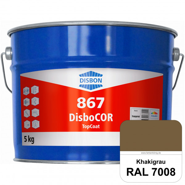 DisboCOR 867 TopCoat (RAL 7008 Khakigrau) Anwendungsfreundliche Korrosionsschutz-Deckbeschichtung mi