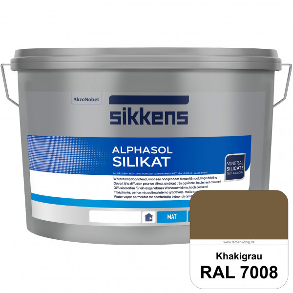 Alphasol Silikat (RAL 7008 Khakigrau) Extrem matte Premium Wandfarbe auf SOL-Silikatbasis