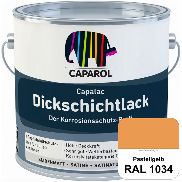 Capalac Dickschichtlack (RAL 1034 Pastellgelb) 1-Topf Metallschutzlack (löselmittelhaltig) innen & a