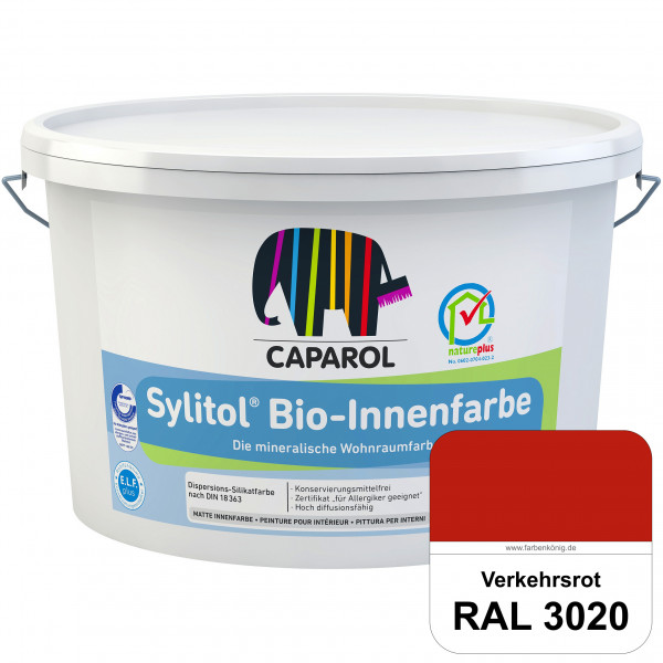Sylitol® Bio-Innenfarbe (RAL 3020 Verkehrsrot) Innenfarbe auf Silikatbasis  für Allergiker