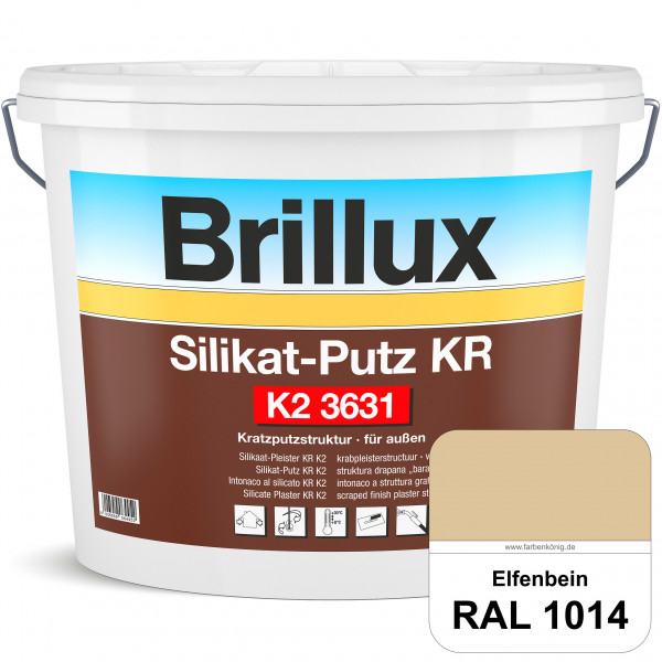 Silikat-Putz KR K2 3631 (RAL 1014 Elfenbein) Dekorativer Kratzputz auf Silikatbasis