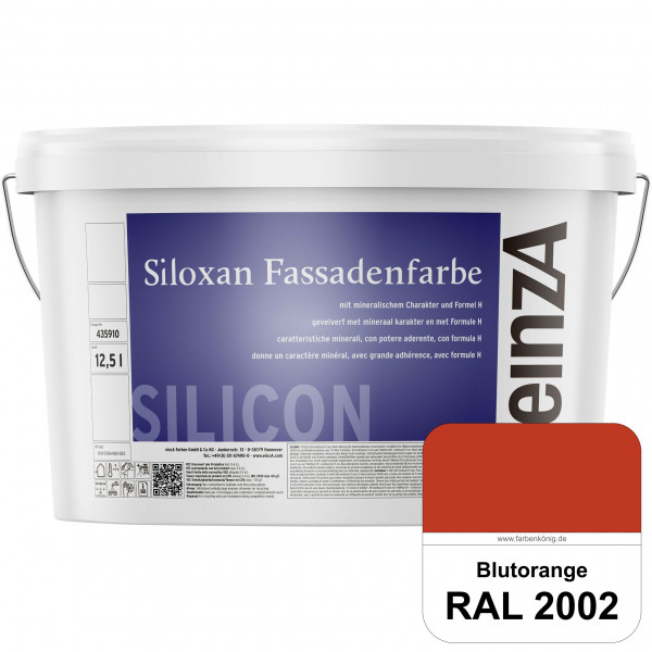 einzA Siloxan Fassadenfarbe (RAL 2002 Blutorange) Siliconvergütete Fassadenfarbe