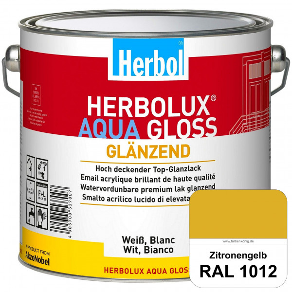 Herbolux Aqua Gloss (RAL 1012 Zitronengelb) Wasserverdünnbarer Top-Glanzlack (Innen)