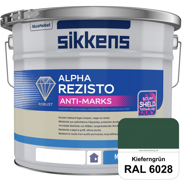 Alpha Rezisto Anti-Marks (RAL 6028 Kieferngrün) Extrem widerstandsfähige Innenwandfarbe