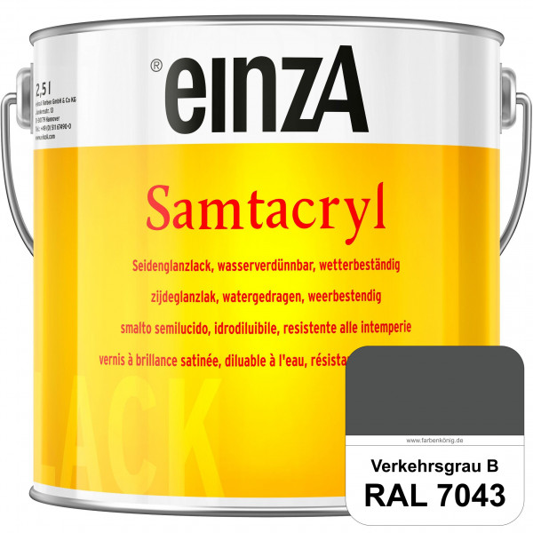 einzA Samtacryl (RAL 7043 Verkehrsgrau B) wetterbeständige seidenglänzende Acryl-PU-Lackfarbe
