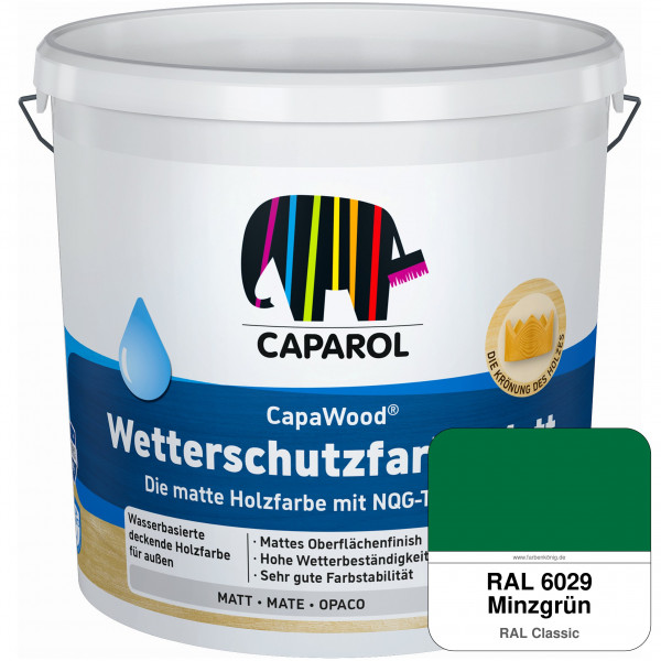 CapaWood® Wetterschutzfarbe Matt (RAL 6029 Minzgrün) - ersetzt Capadur Wetterschutzfarbe Matt