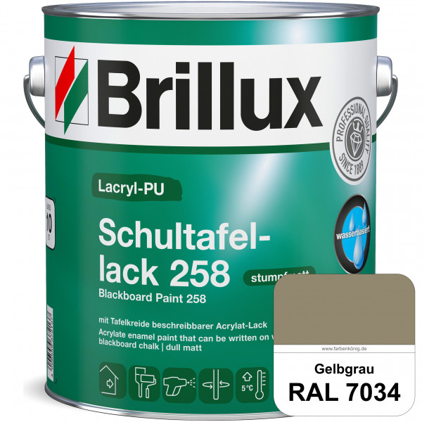 Lacryl-PU Schultafellack 258 (RAL 7034 Gelbgrau) wasserbasierter und matter Schultafellack (innen)
