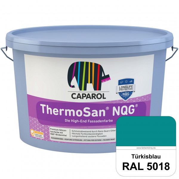 ThermoSan NQG (RAL 5018 Türkisblau) schmutzabweisende Siliconharz Fassadenfarbe mit Algen- und Pilzs