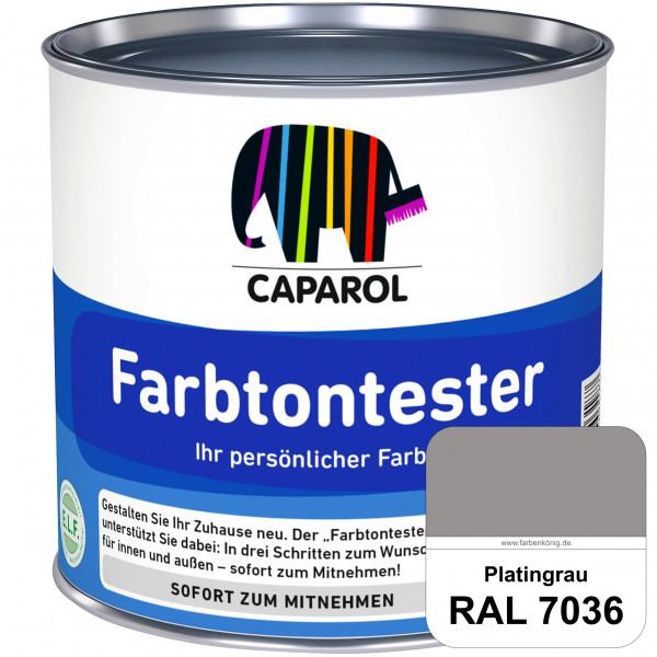 Farbtontester (RAL 7036 Platingrau) Individuell abgetönte Dispersionsfarbe zum Anlegen von Farbtonmu