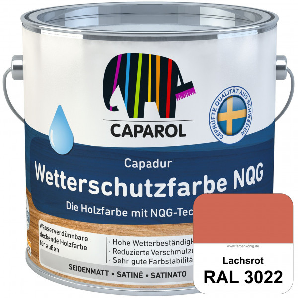 Capadur Wetterschutzfarbe NQG (RAL 3022 Lachsrot) Holzfarbe mit NQG-Technologie wasserbasiert für au