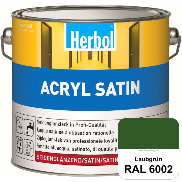 Acryl Satin (RAL 6002 Laubgrün) wasserverdünnbarer seidenglänzender Lack (Innen & Außen)