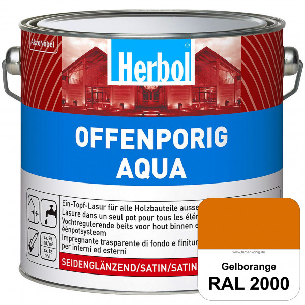 Offenporig Aqua (RAL 2000 Gelborange) Wasserverdünnbar & hochwertige Ein-Topf-Holzlasur - Feuchtesch