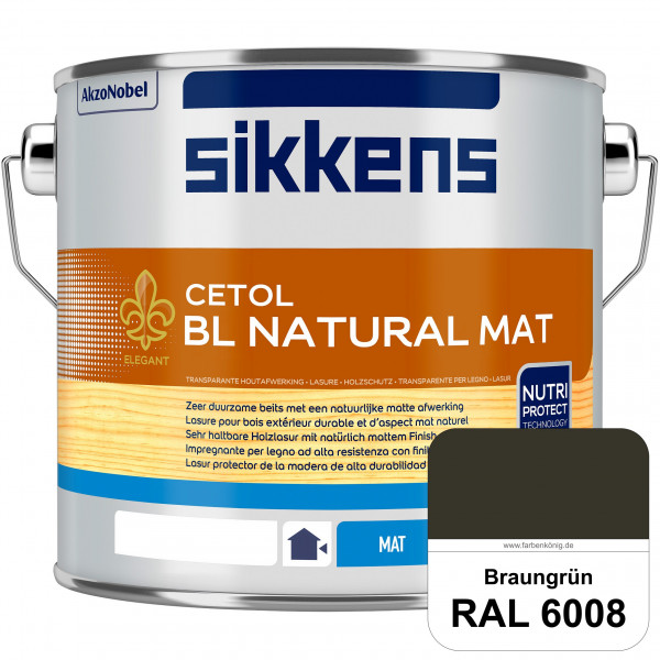 Cetol BL Natural Mat (RAL 6008 Braungrün) Matte, wasserverdünnnbare Dünnschichtlasur