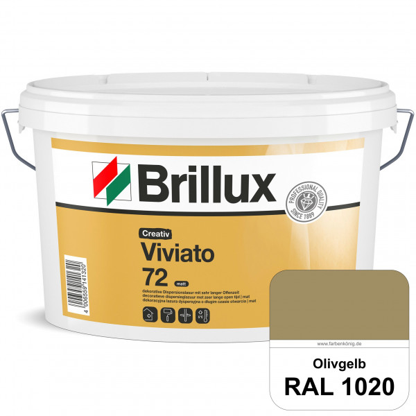 Creativ Viviato 72 (RAL 1020 Olivgelb) Tuchmatte Dispersionslasur für die dekorative Wandgestaltung