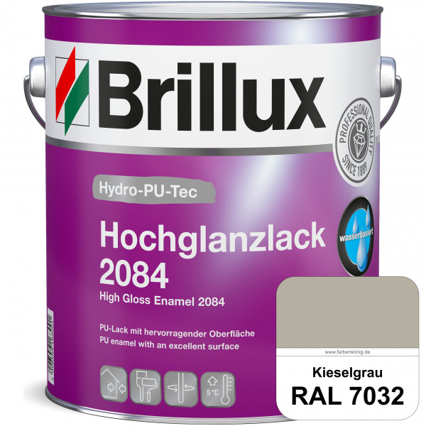 Hydro-PU-Tec Hochglanzlack 2084 (RAL 7032 Kieselgrau) wasserbasierter Hochglanzlack für Holz, Zink,