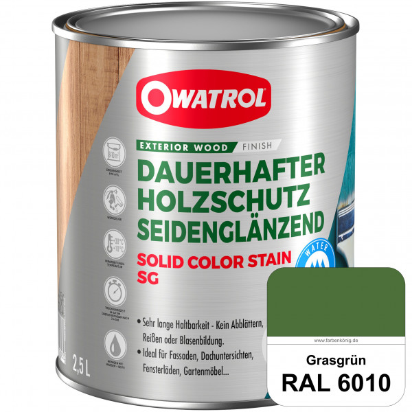 Solid Color Stain SG (RAL 6010 Grasgrün) deckende und seidenglänzende Wetterschutzfarbe außen