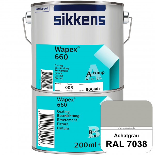 Wapex 660 Set (RAL 7038 Achatgrau) seidenglänzende 2K-Epoxidharzlack für Böden & Wände (innen)
