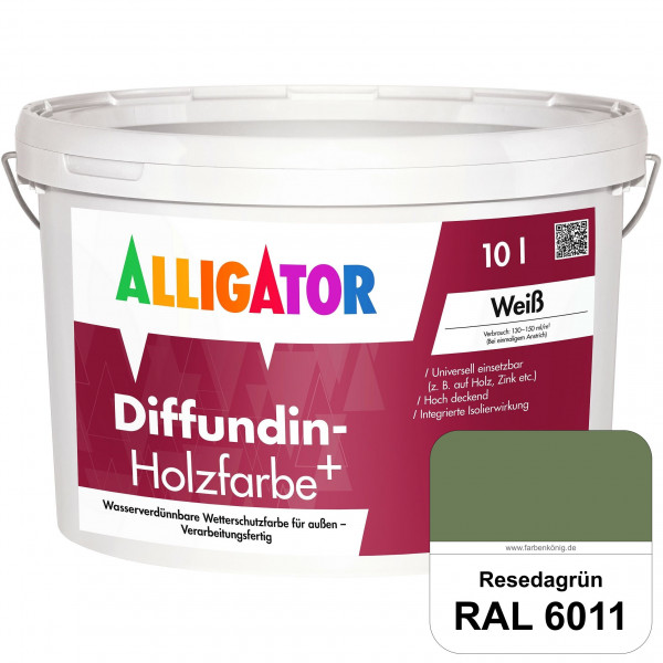 Diffundin-Holzfarbe+ (RAL 6011 Resedagrün)