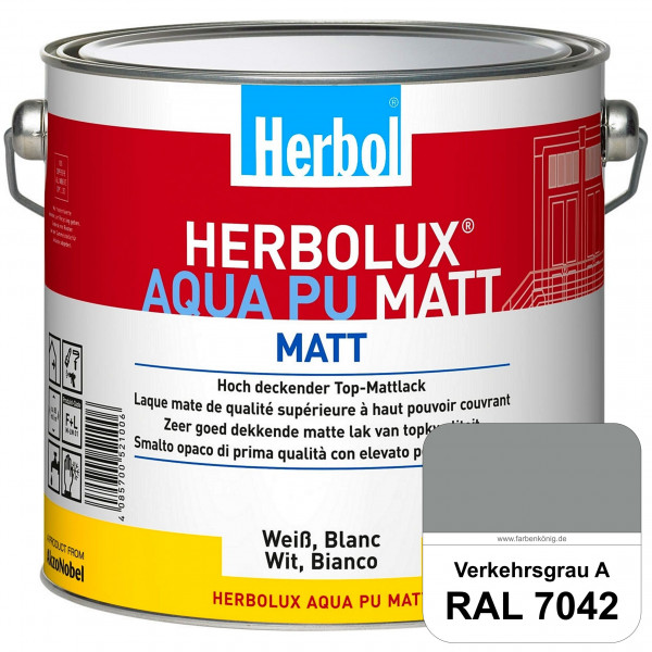 Herbolux Aqua PU Matt (RAL 7042 Verkehrsgrau A) Top-PU-Mattlack auf Wasserbasis (Innen)