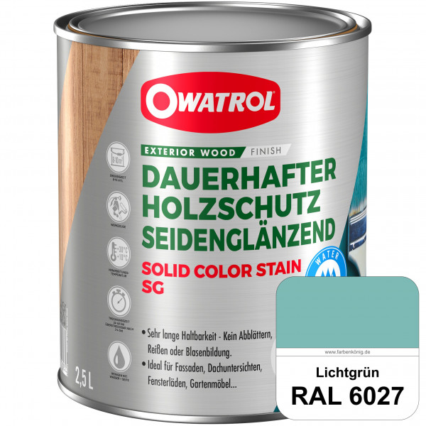 Solid Color Stain SG (RAL 6027 Lichtgrün) deckende und seidenglänzende Wetterschutzfarbe außen