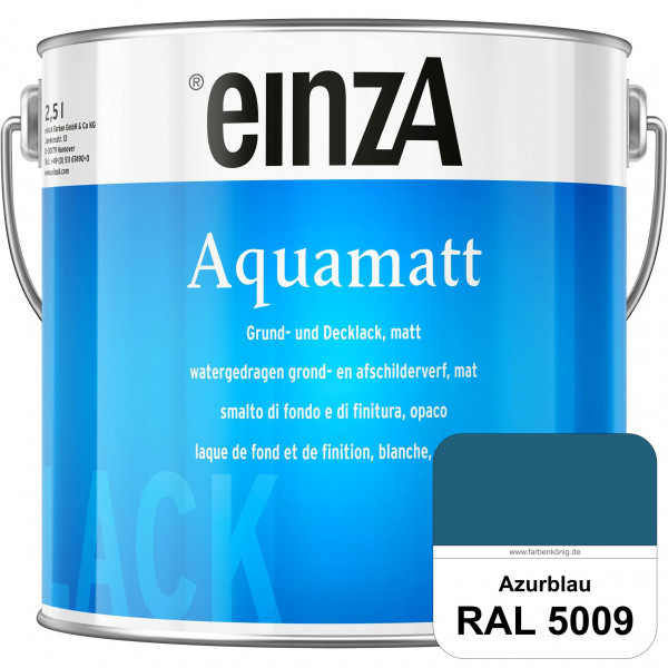 einzA Aquamatt (RAL 5009 Azurblau) Wasserverdünnbare Vorstreichfarbe & matte Lackfarbe