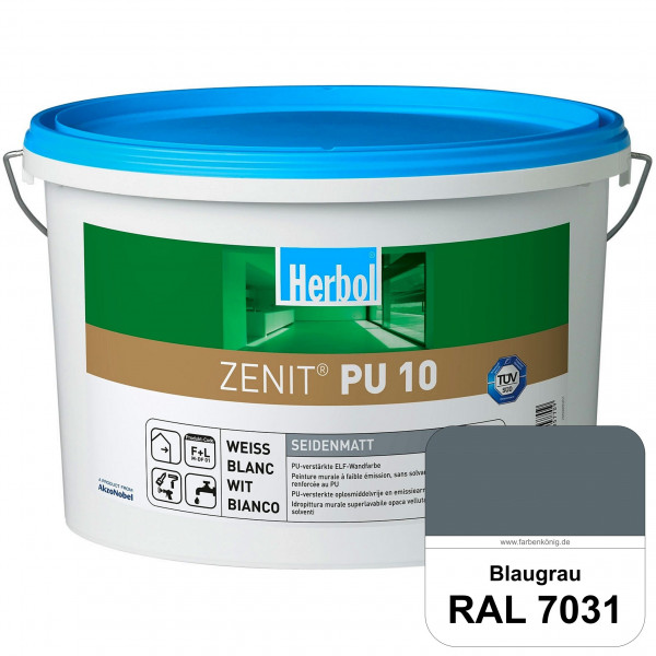Zenit PU 10 (RAL 7031 Blaugrau) seidenmatte und strapazierfähige PU-Wandfarbe