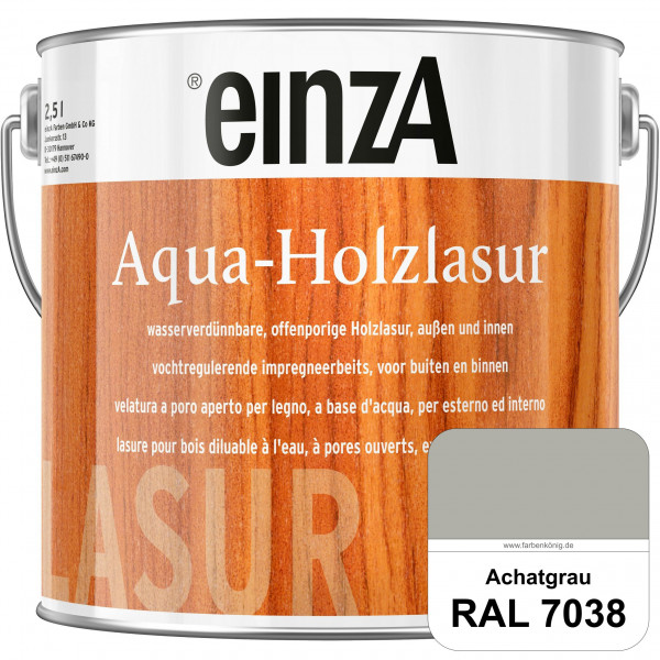 einzA Aqua-Holzlasur (RAL 7038 Achatgrau) wasserverdünnbare offenporige Holzlasur für Holzbauteile
