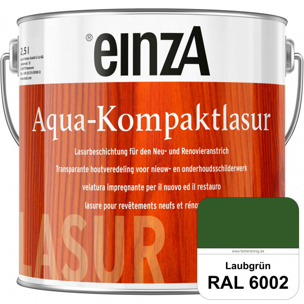 einzA Aqua-Kompaktlasur (RAL 6002 Laubgrün) wasserverdünnbare & feuchtigkeitsregulierende Lasurbesch