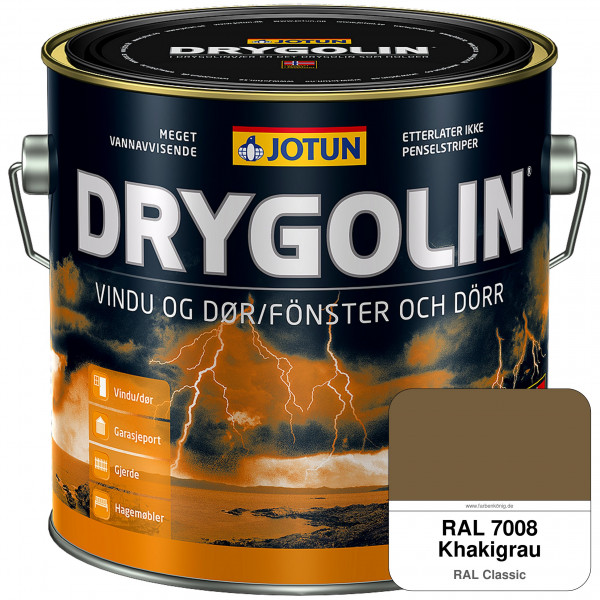 DRYGOLIN Vindu og Dør - wetterbeständige Holzschutzfarbe für Außen (RAL 7008 Khakigrau)