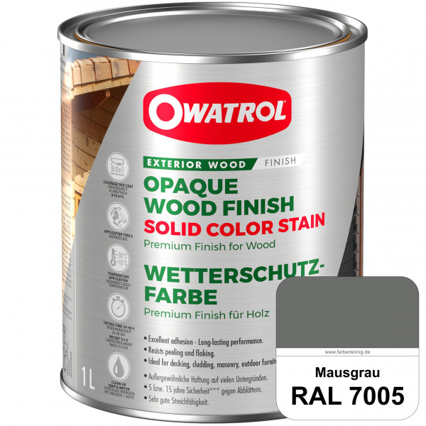 Solid Color Stain (RAL 7005 Mausgrau) deckende und matte Wetterschutzfarbe außen