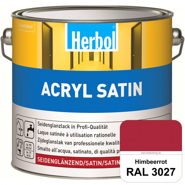 Acryl Satin (RAL 3027 Himbeerrot) wasserverdünnbarer seidenglänzender Lack (Innen & Außen)