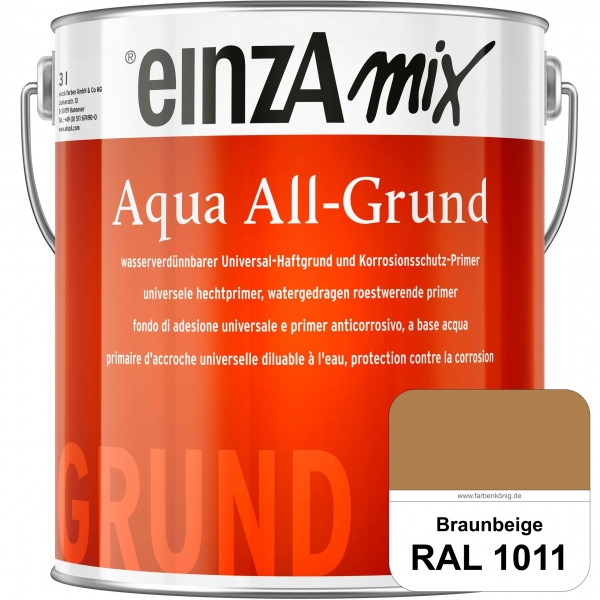einzA Aqua All-Grund (RAL 1011 Braunbeige) Wasserverdünnbarer Haftgrund & Korrosionsschutz-Primer