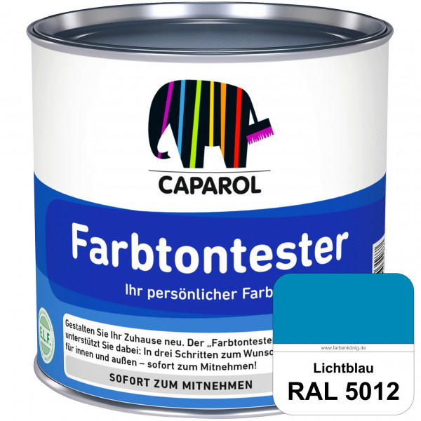 Farbtontester (RAL 5012 Lichtblau) Individuell abgetönte Dispersionsfarbe zum Anlegen von Farbtonmus