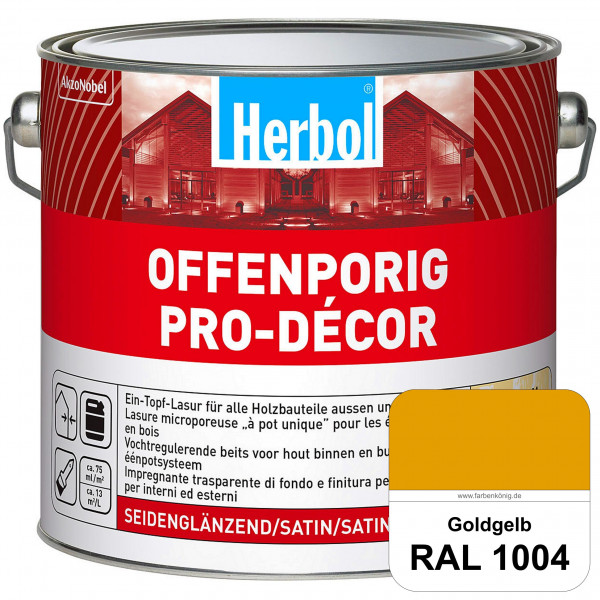 Herbol Offenporig Pro-Décor (RAL 1004 Goldgelb) Hochwertige Ein-Topf-Holzlasur mit 2-Phasen-UV-Schut