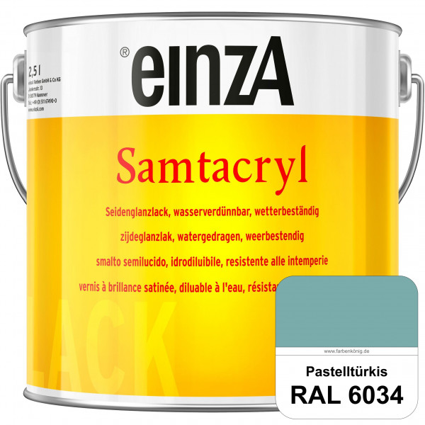 einzA Samtacryl (RAL 6034 Pastelltürkis) wetterbeständige seidenglänzende Acryl-PU-Lackfarbe