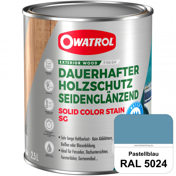 Solid Color Stain SG (RAL 5024 Pastellblau) deckende und seidenglänzende Wetterschutzfarbe außen