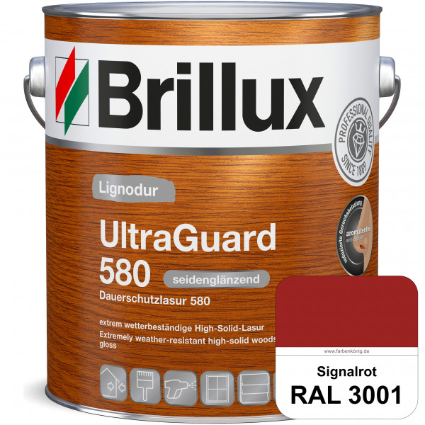 Lignodur UltraGuard 580 (Dauerschutzlasur 580) RAL 3001 Signalrot